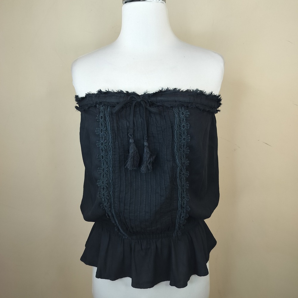 Venus Y2K Tube Top Small Tasseled Floral Crochet Lace Tassel Boho Peasant